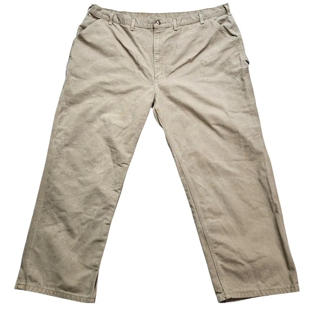 Carhartt Pants Mens 46x30 Beige Carpenter Canvas Relaxed Workwear Pockets